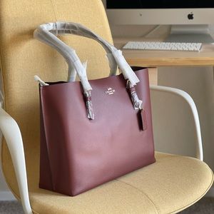 NWT Coach Large Leather Mollie Tote Shoulder Bag Gold/Wine Multi